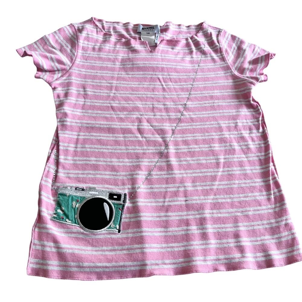 Sonia Rykiel girls striped camera tshirt size 14